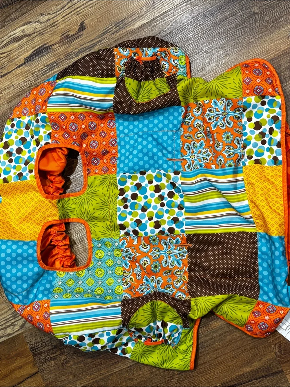 Colorful Patchwork Shopping Cart Cover - Bright Orange, Turquoise, Green